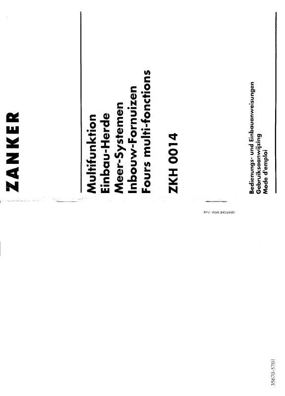 Mode d'emploi ZANKER ZKH0014B