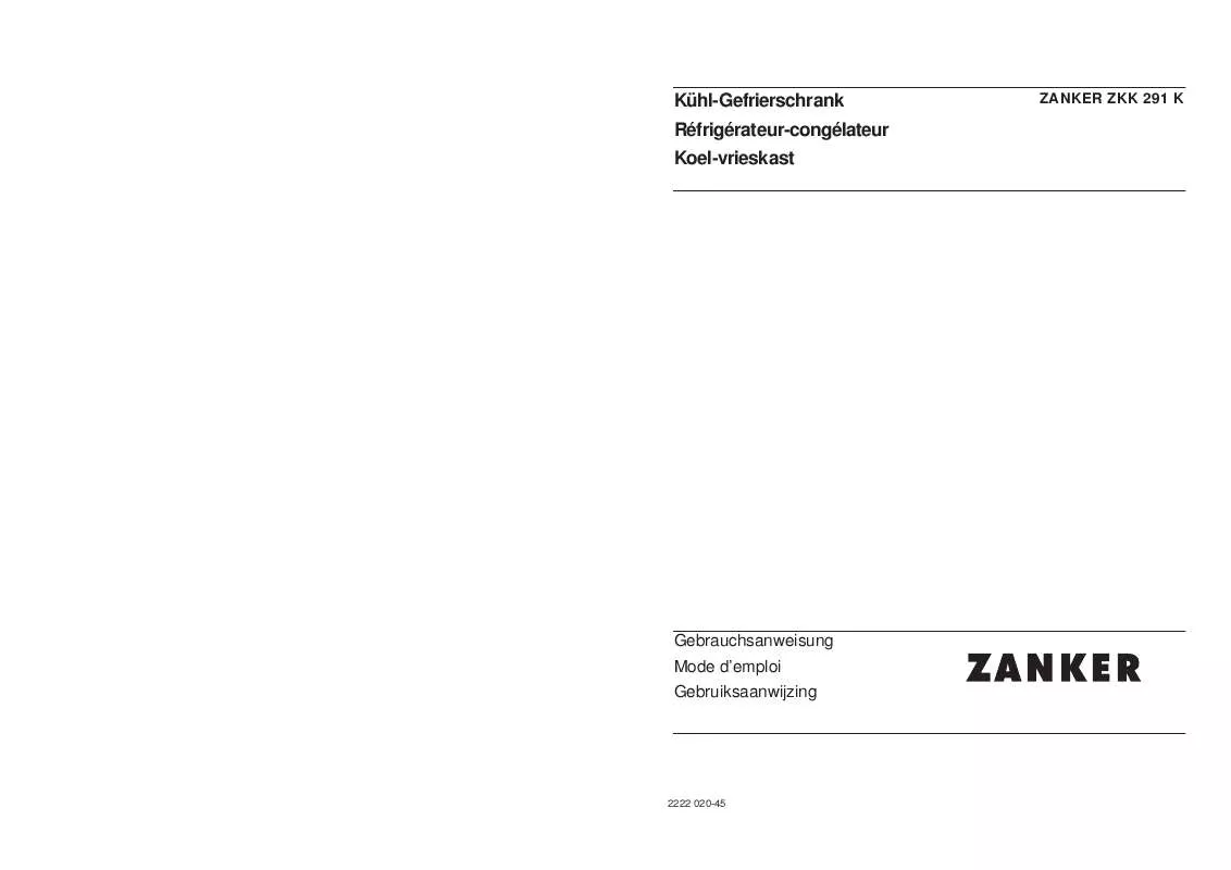 Mode d'emploi ZANKER ZKK291K
