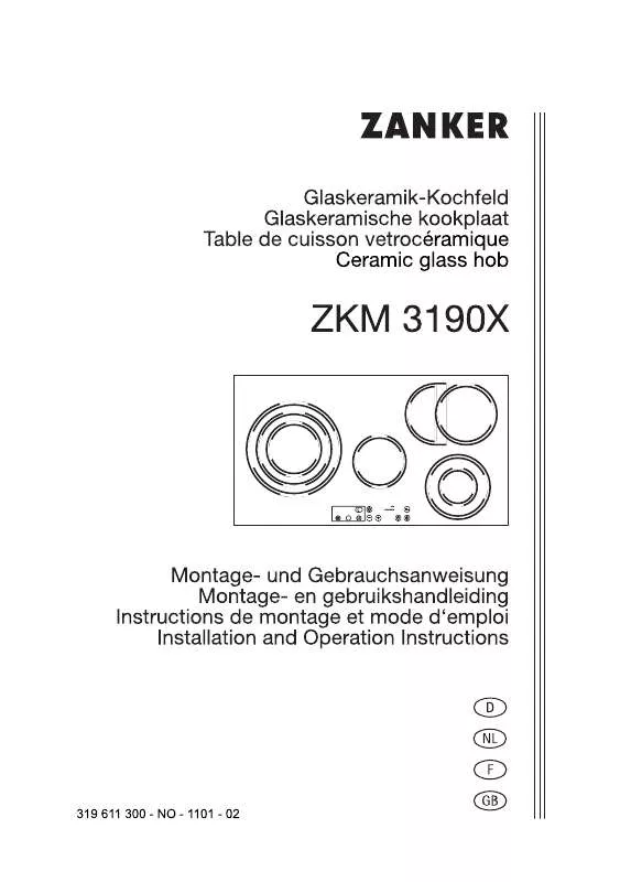 Mode d'emploi ZANKER ZKM 3190X