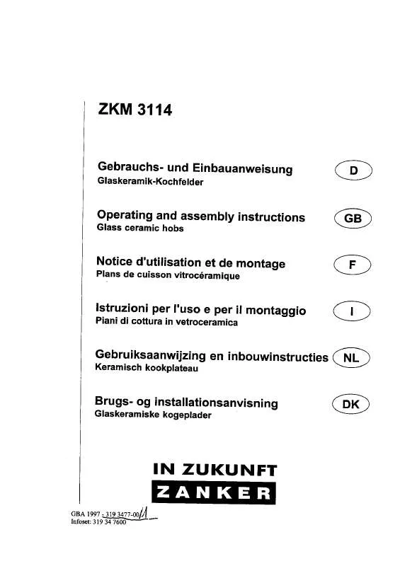 Mode d'emploi ZANKER ZKM3114KX