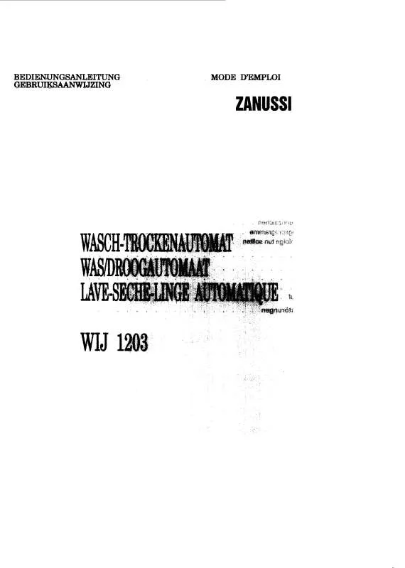 Mode d'emploi ZANUSSI WIJ1203