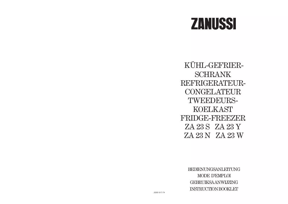 Mode d'emploi ZANUSSI ZA23N