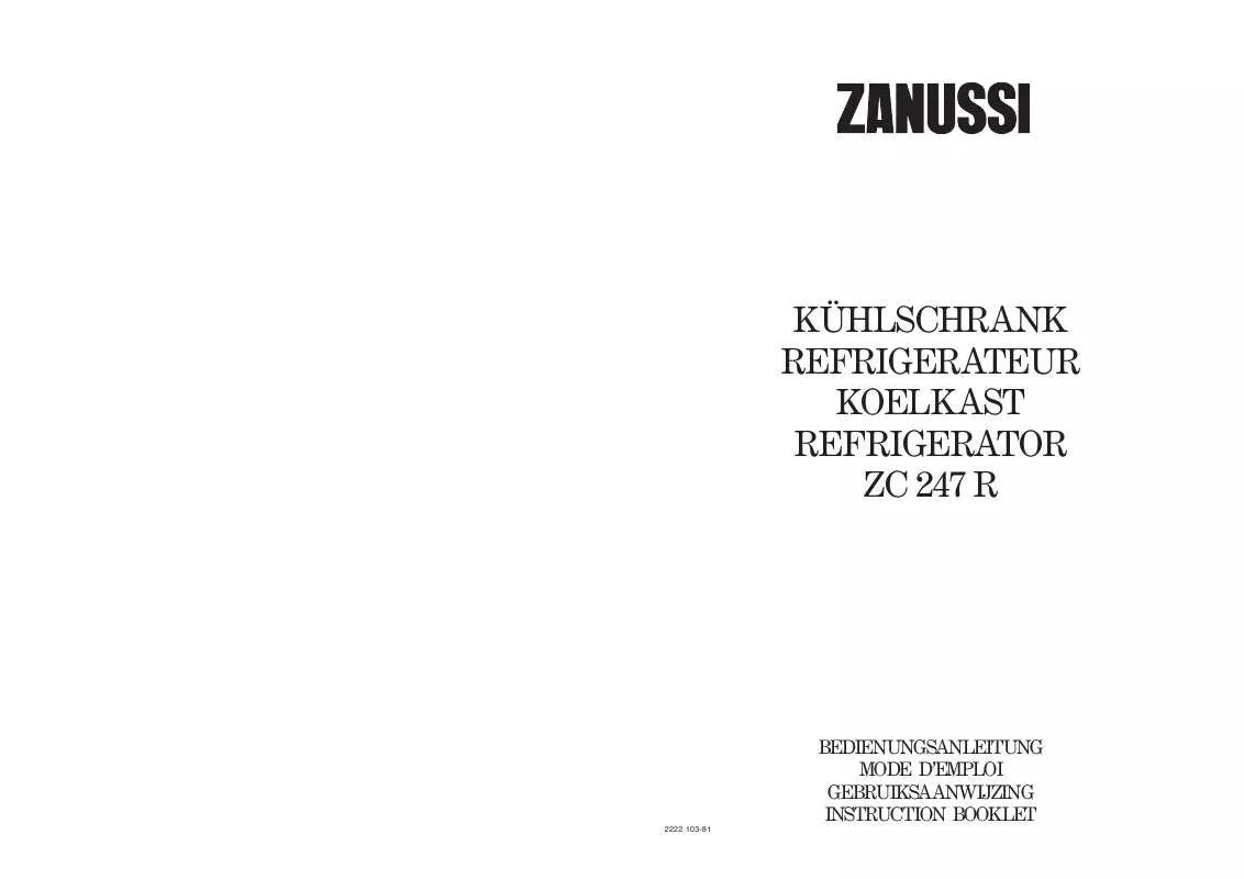 Mode d'emploi ZANUSSI ZC247R