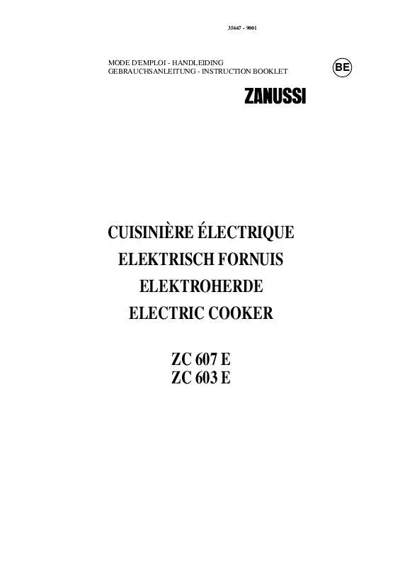 Mode d'emploi ZANUSSI ZC603E