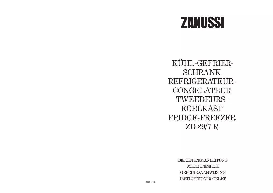 Mode d'emploi ZANUSSI ZD29/7R