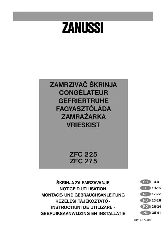 Mode d'emploi ZANUSSI ZFC225