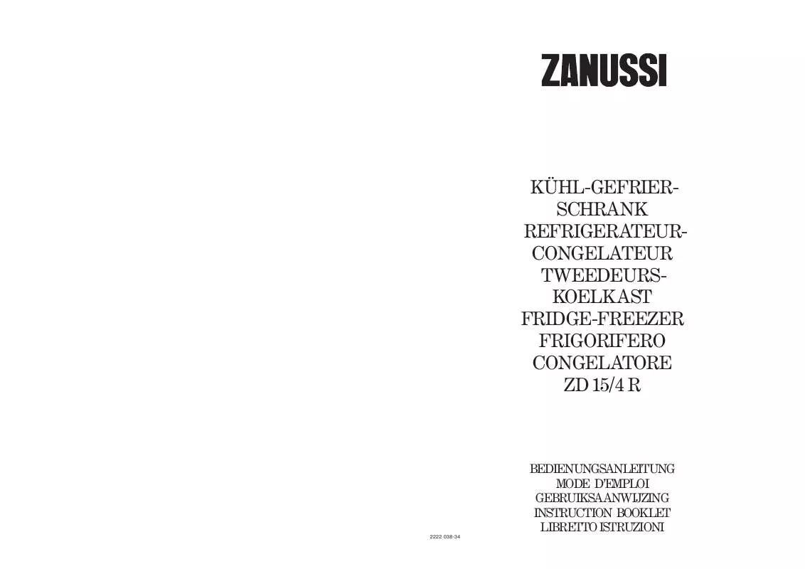 Mode d'emploi ZANUSSI ZFD15/4R