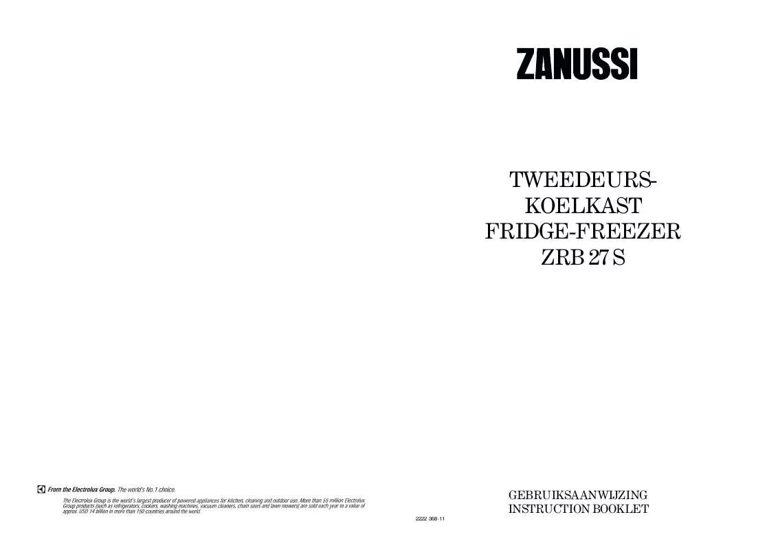 Mode d'emploi ZANUSSI ZRB27S