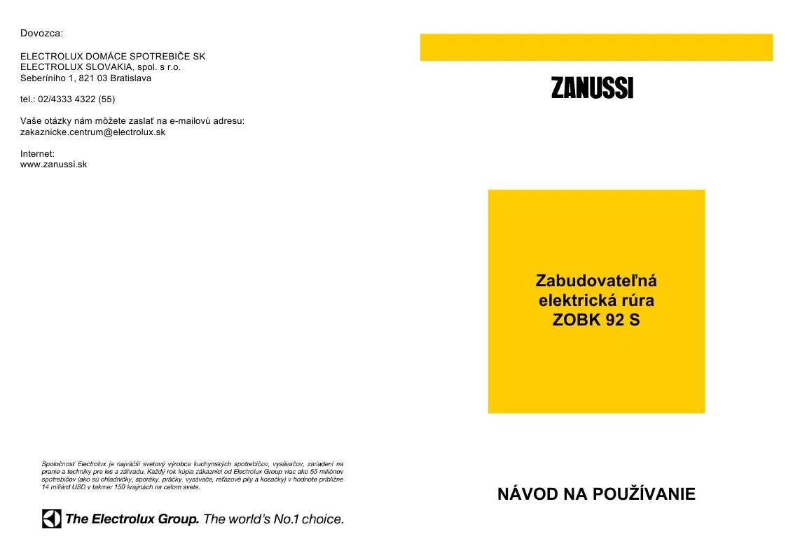 Mode d'emploi ZANUSSI ZT214