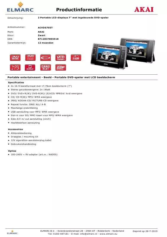 Mode d'emploi AKAI ACVDS705T