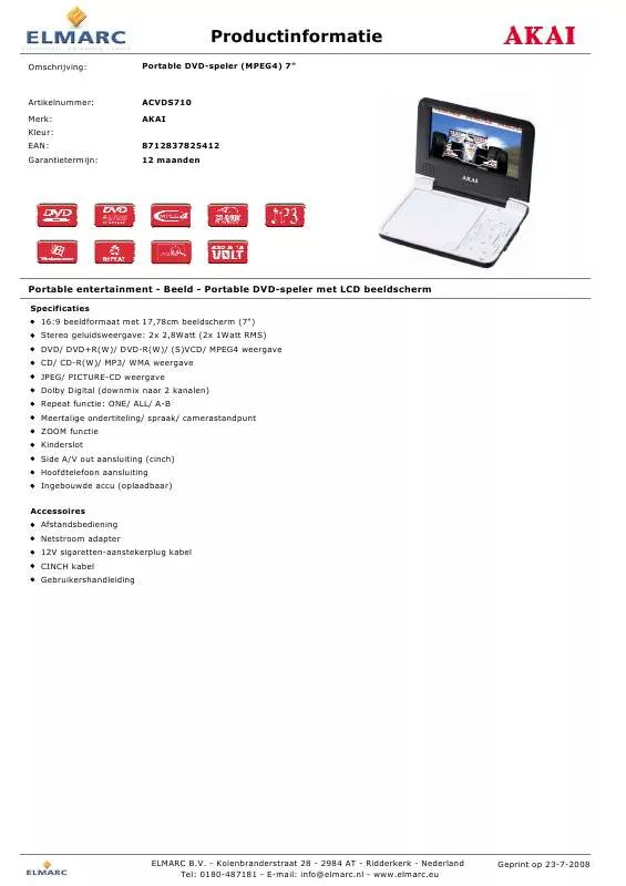 Mode d'emploi AKAI ACVDS710