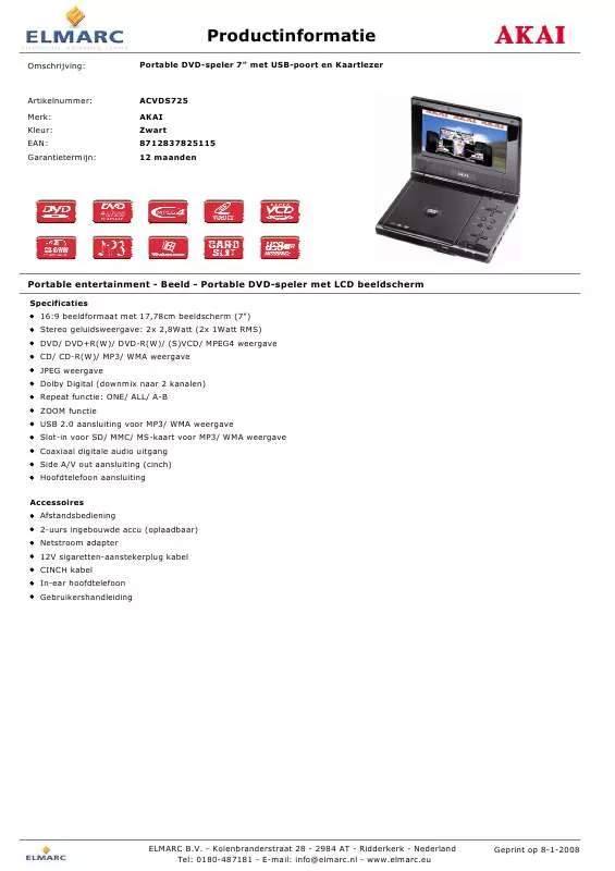 Mode d'emploi AKAI ACVDS725