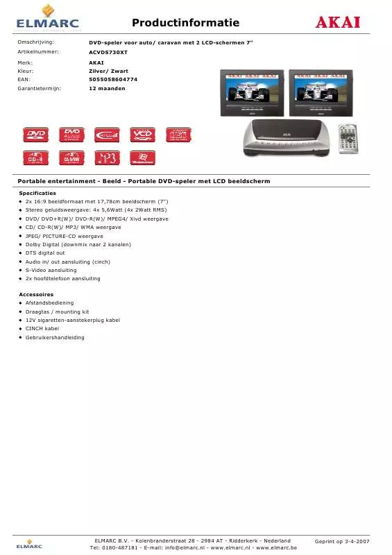 Mode d'emploi AKAI ACVDS730XT