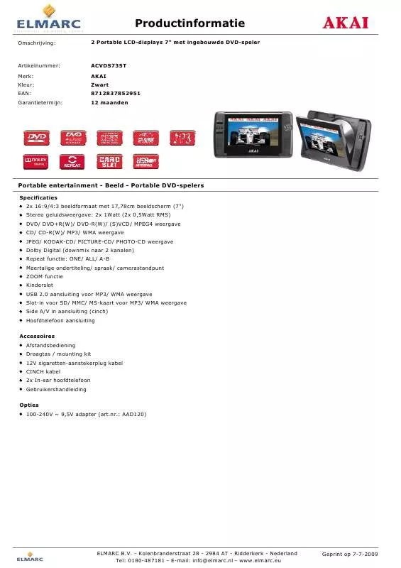 Mode d'emploi AKAI ACVDS735T