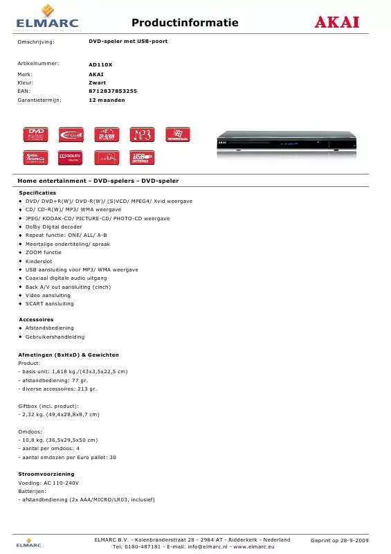 Mode d'emploi AKAI AD110X