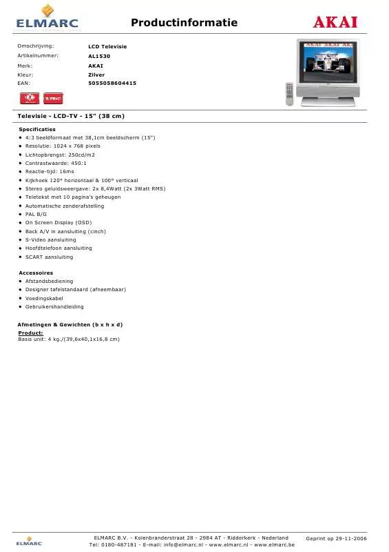 Mode d'emploi AKAI AL1530