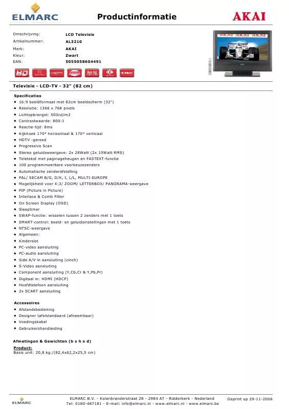 Mode d'emploi AKAI AL3210