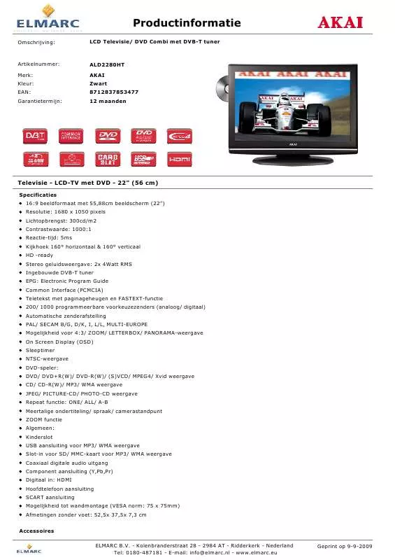 Mode d'emploi AKAI ALD2280HT