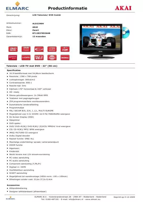 Mode d'emploi AKAI ALD2290H