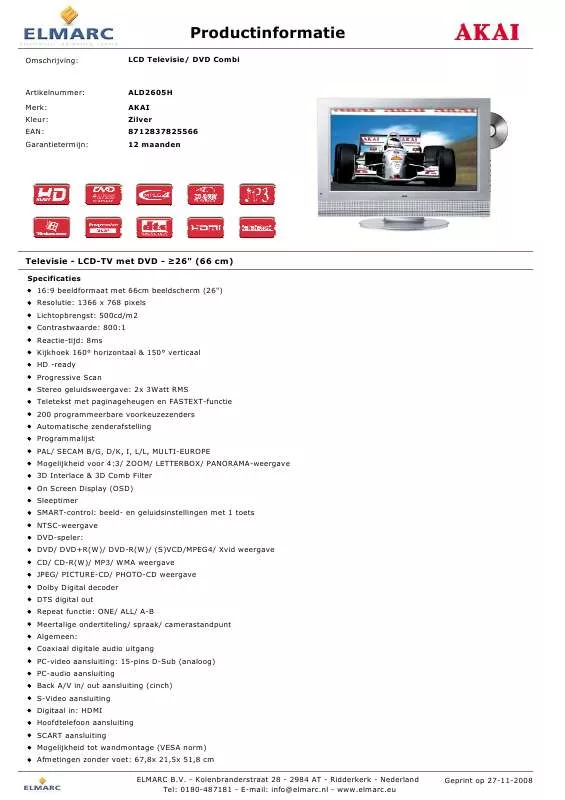 Mode d'emploi AKAI ALD2605H