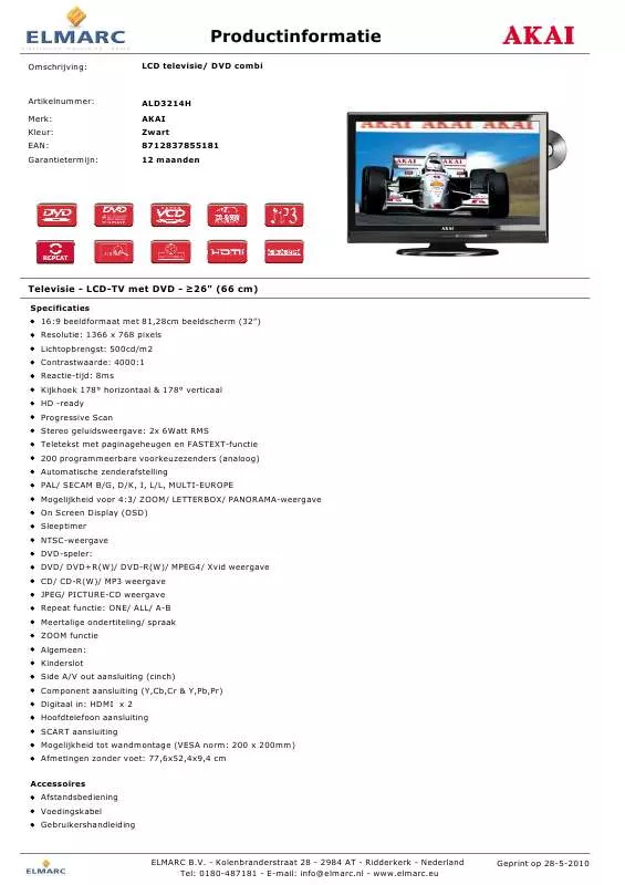 Mode d'emploi AKAI ALD3214H