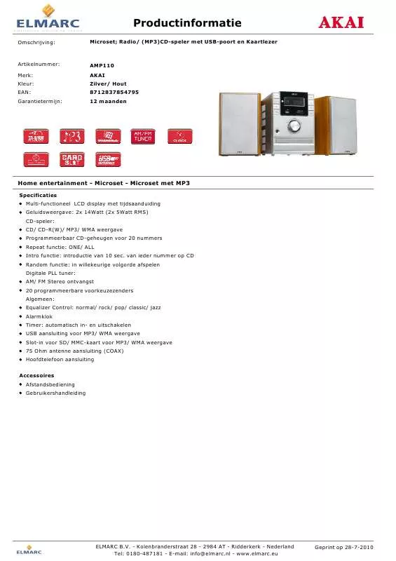 Mode d'emploi AKAI AMP110