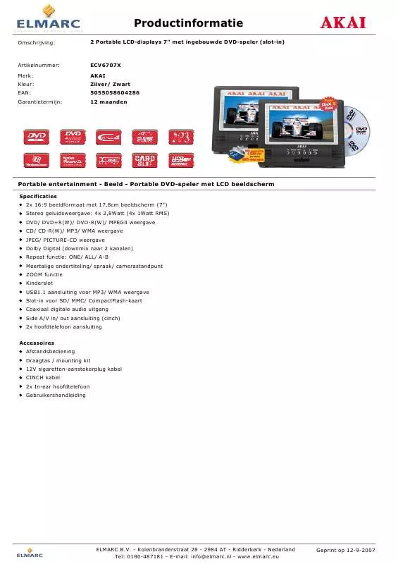 Mode d'emploi AKAI ECV6707X