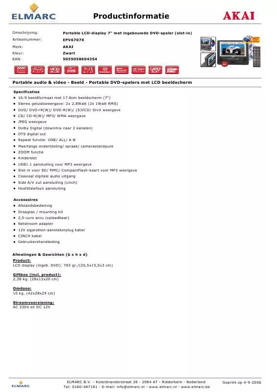 Mode d'emploi AKAI EPV6707X