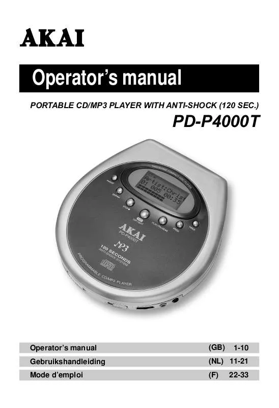 Mode d'emploi AKAI PDP4000T