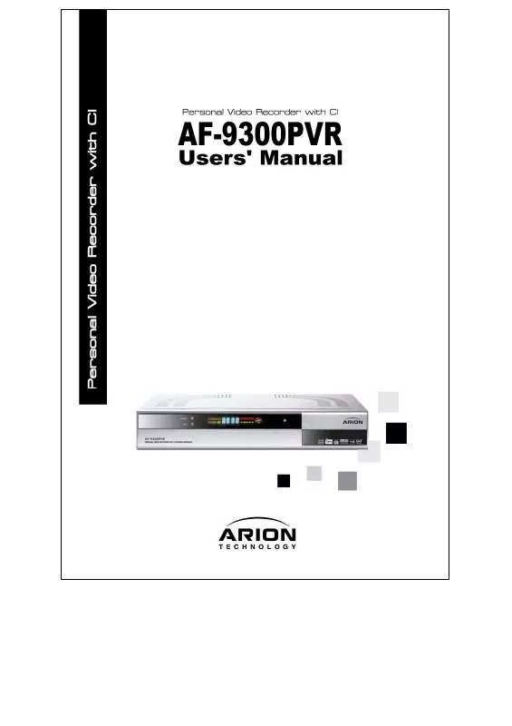 Mode d'emploi ARION AF-9300PVR
