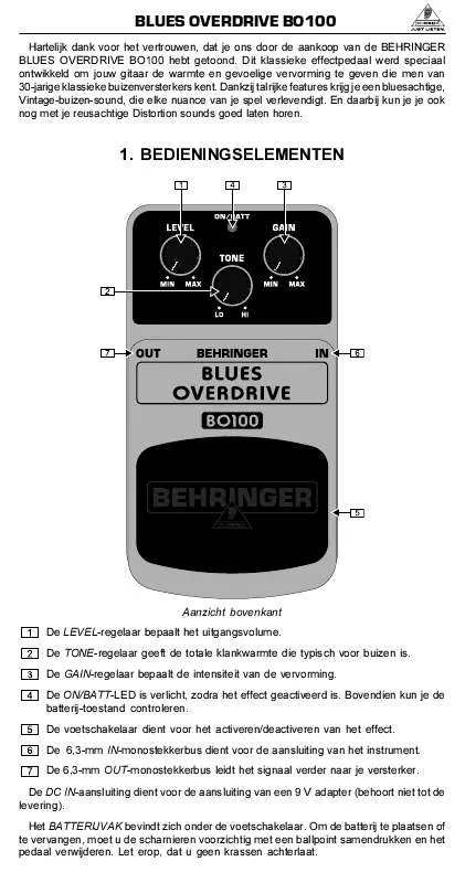 Mode d'emploi BEHRINGER BO100