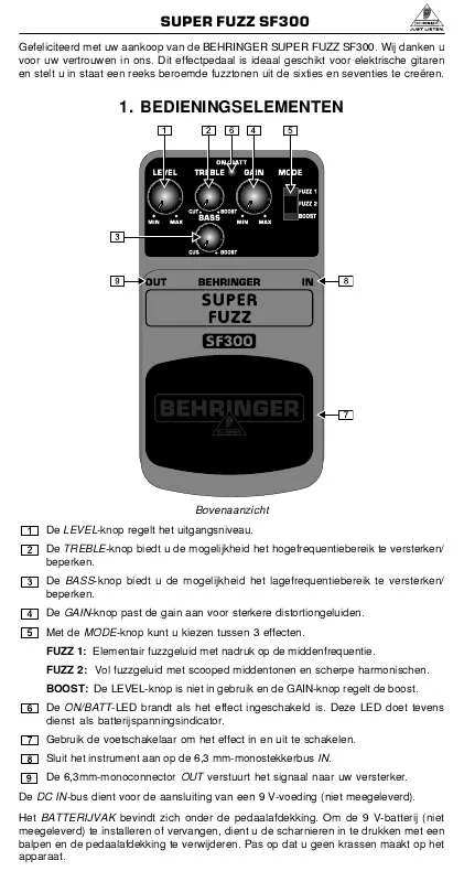 Mode d'emploi BEHRINGER SF300