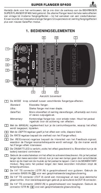 Mode d'emploi BEHRINGER SF400