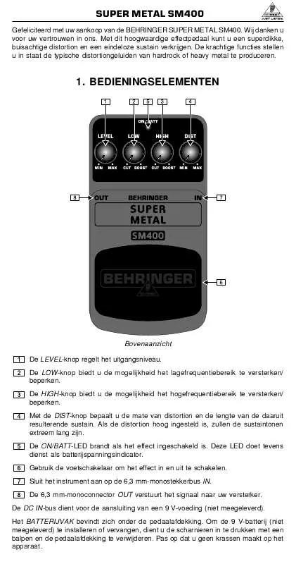 Mode d'emploi BEHRINGER SM400