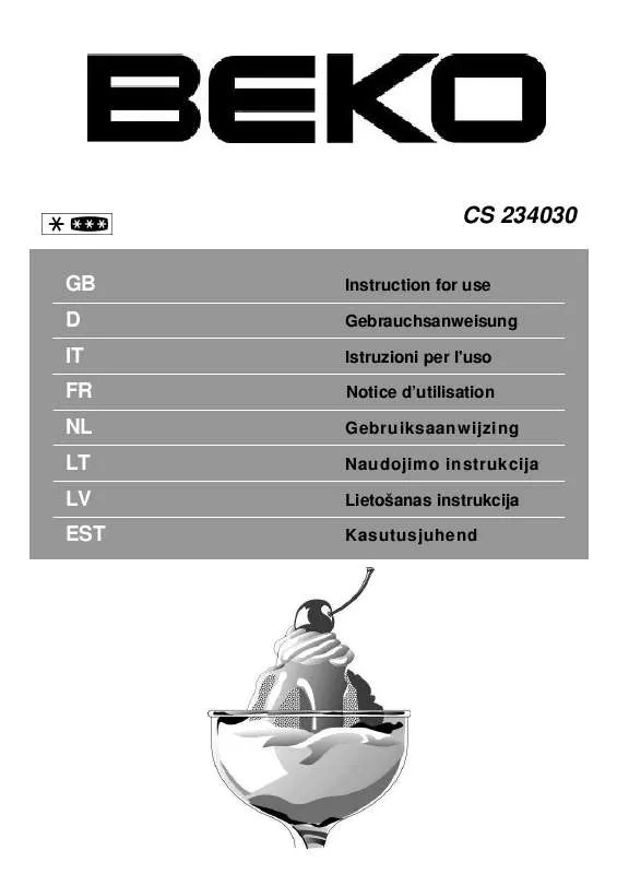 Mode d'emploi BEKO CS 234030