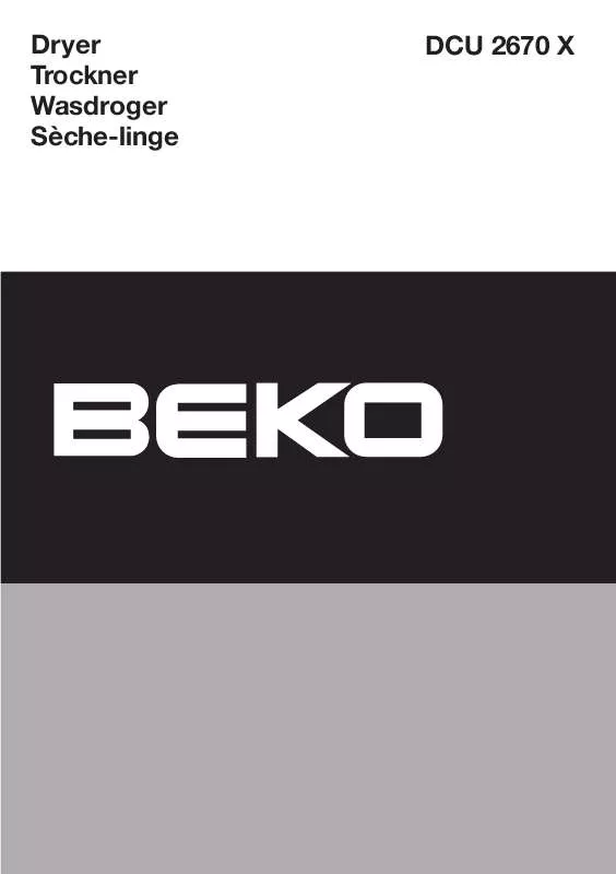 Mode d'emploi BEKO DCU 2670