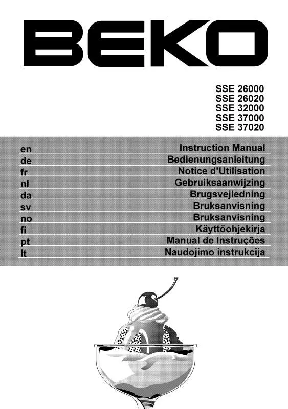 Mode d'emploi BEKO SSE 37000