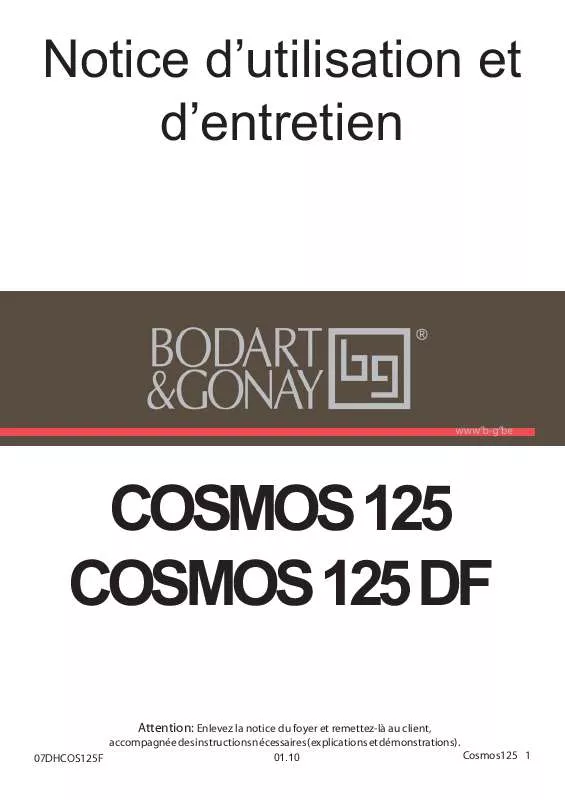 Mode d'emploi BODART & GONAY COSMOS 125 DF