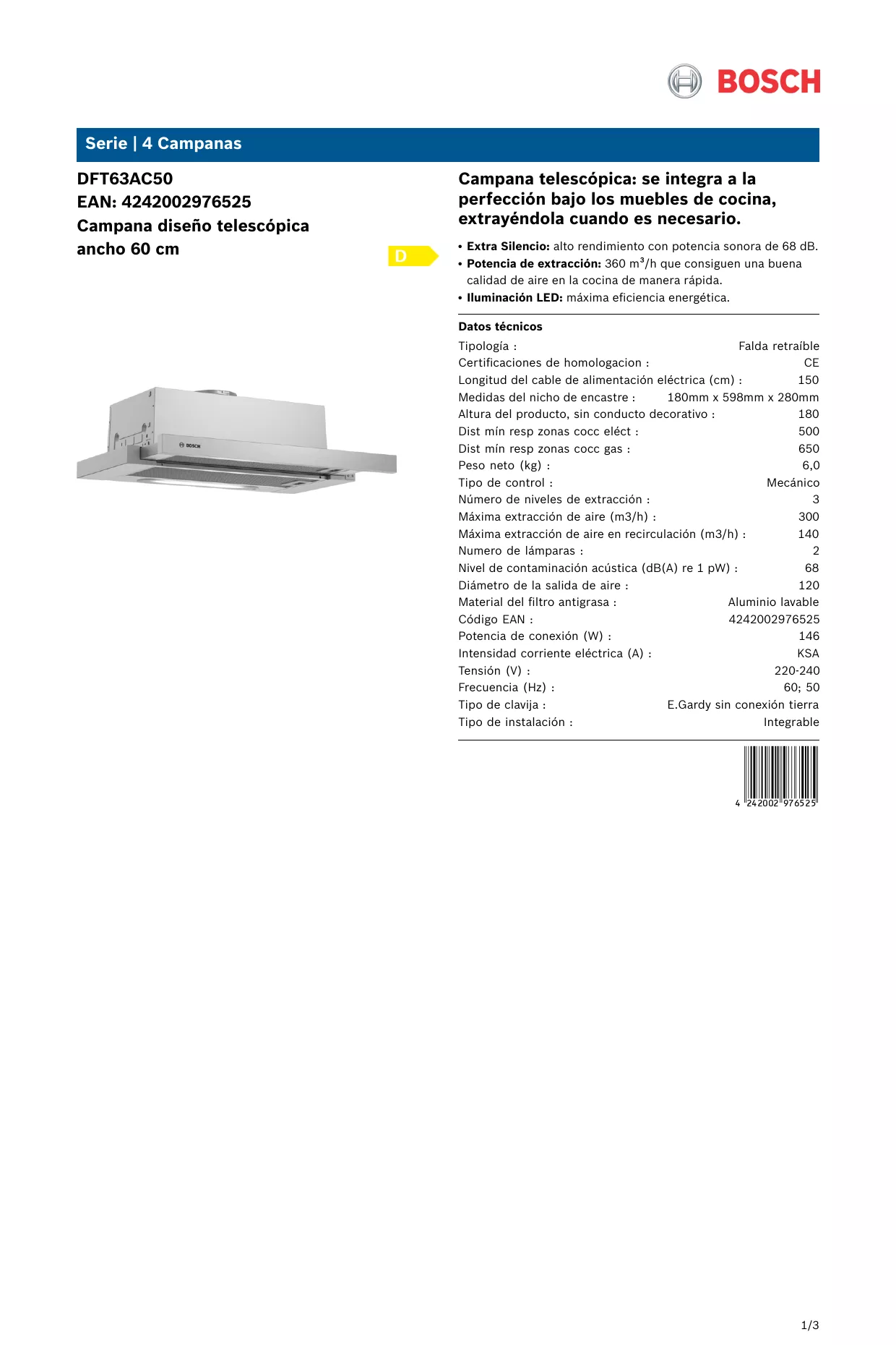 Mode d'emploi BOSCH DFT63AC50