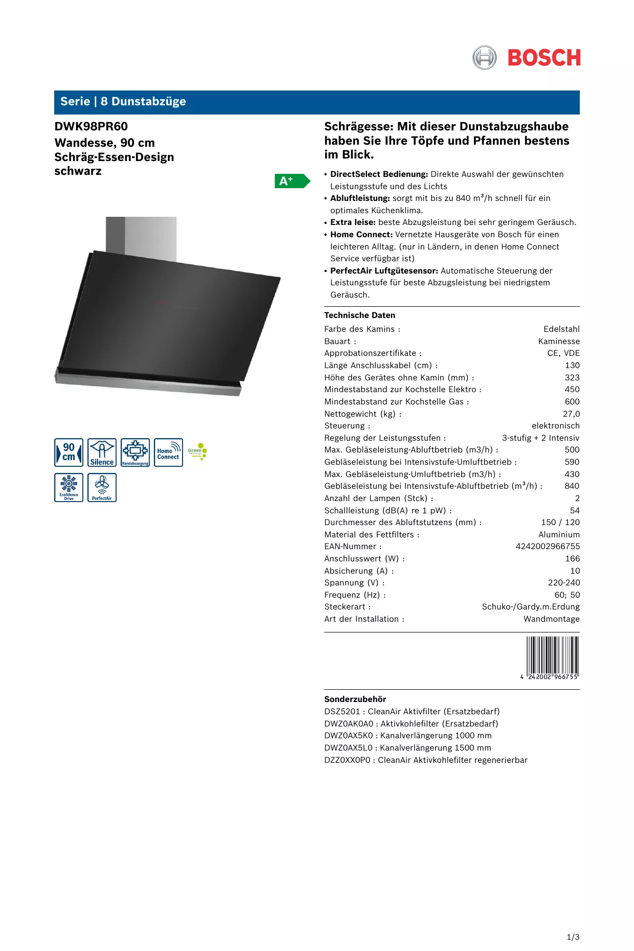 Mode d'emploi BOSCH DWK98PR60