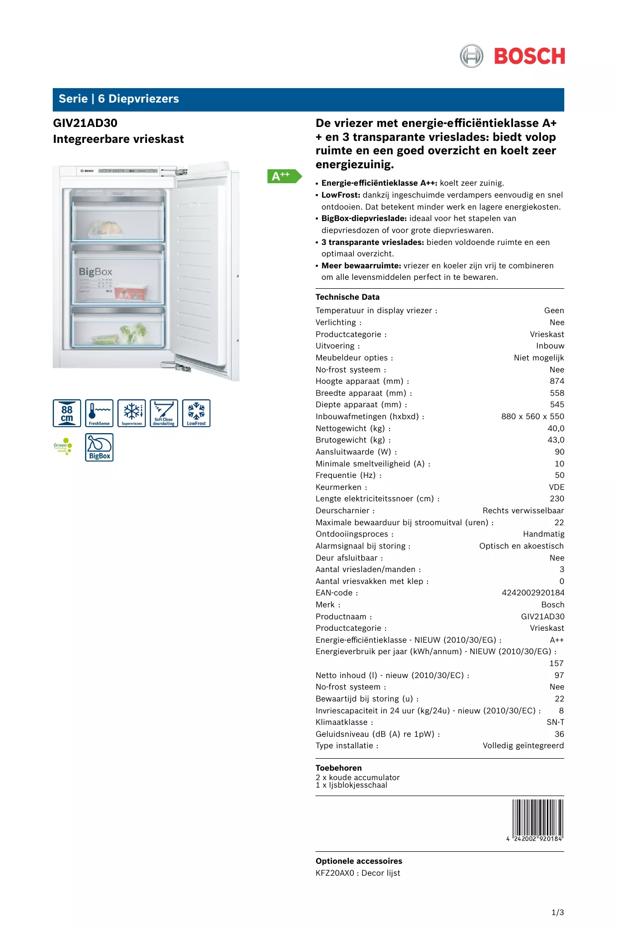 Mode d'emploi BOSCH GIV21AD30