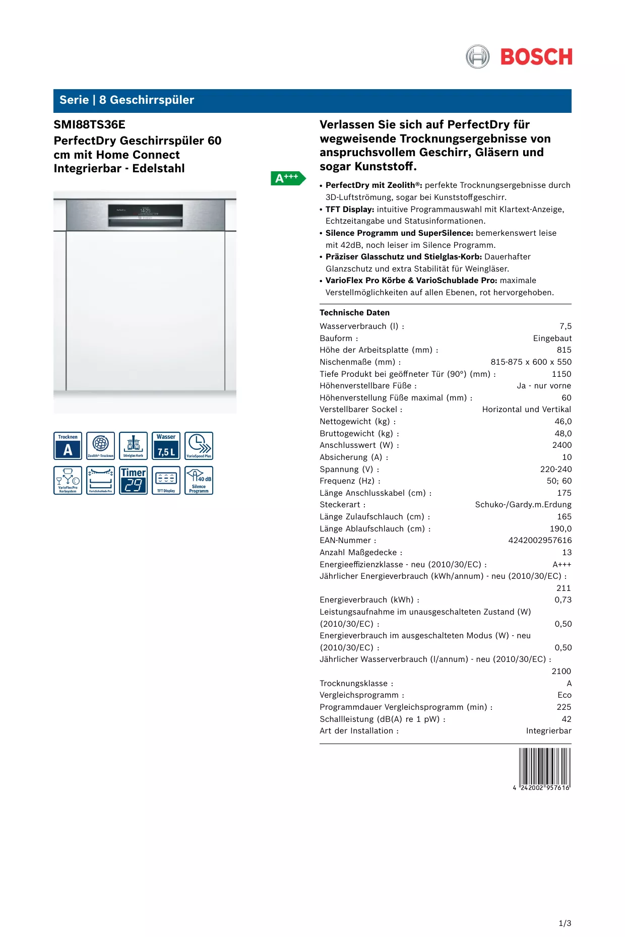 Mode d'emploi BOSCH SMI88TS36E