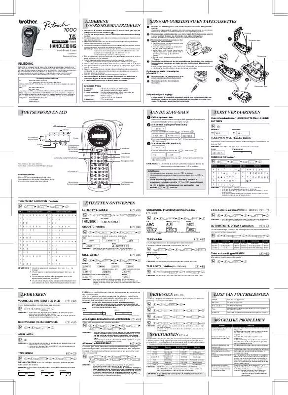 Mode d'emploi BROTHER P-TOUCH 1000