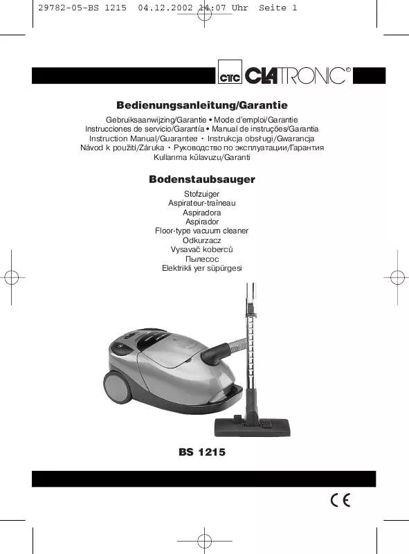 Mode d'emploi CLATRONIC BS 1215