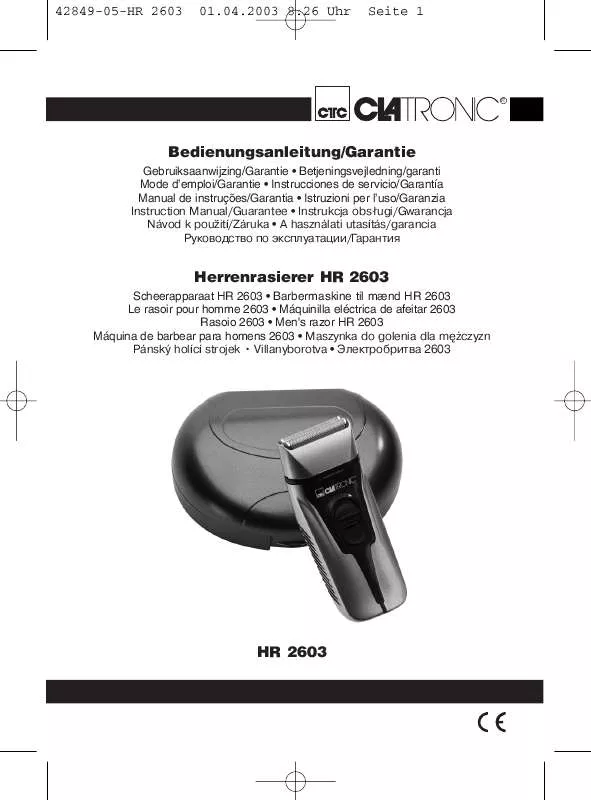 Mode d'emploi CLATRONIC HR 2603