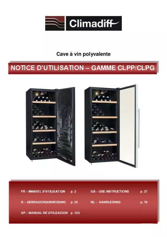 Mode d'emploi CLIMADIFF KB19 19 L