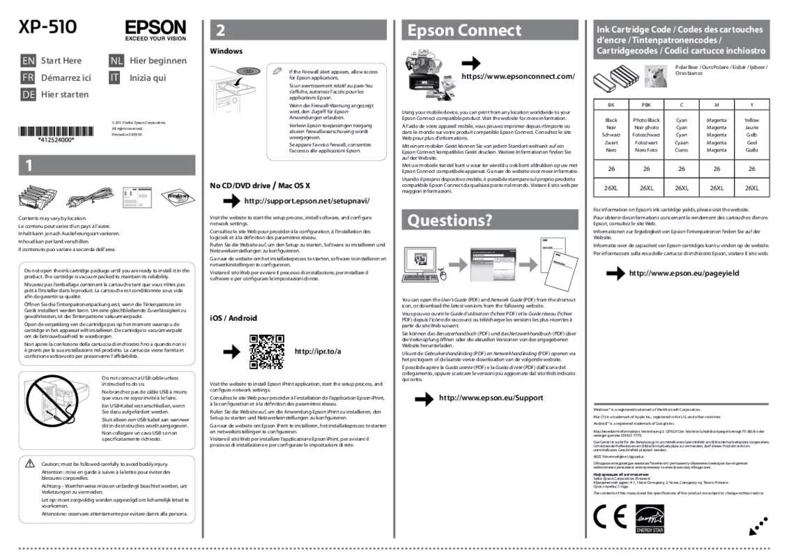 Mode d'emploi EPSON EXPRESSION PREMIUM XP-510