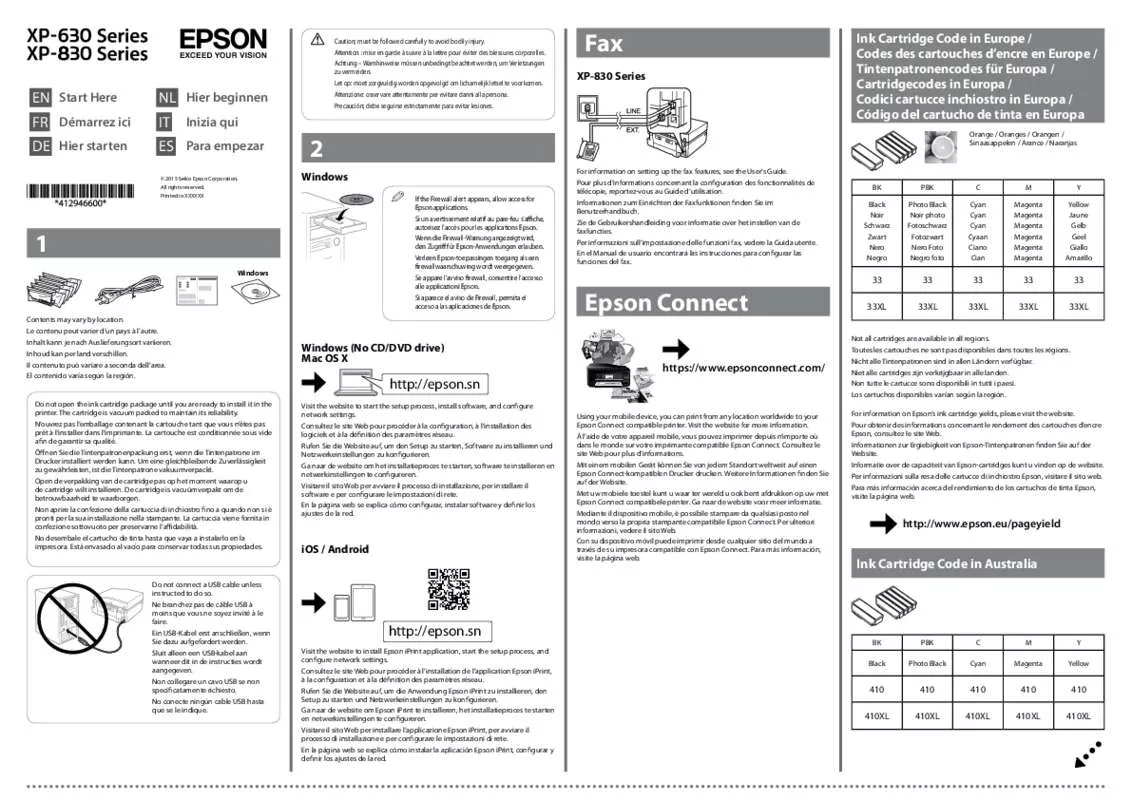 Mode d'emploi EPSON EXPRESSION PREMIUM XP-635
