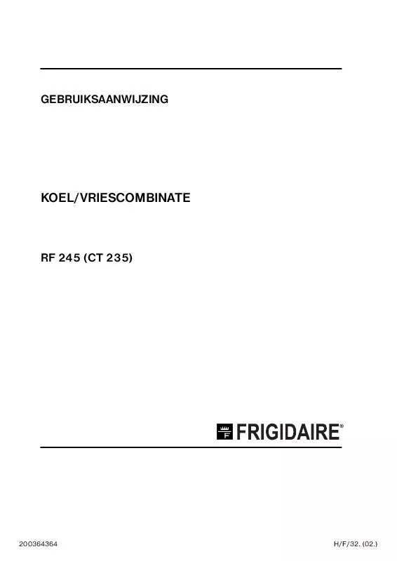Mode d'emploi FRIGIDAIRE RF 245