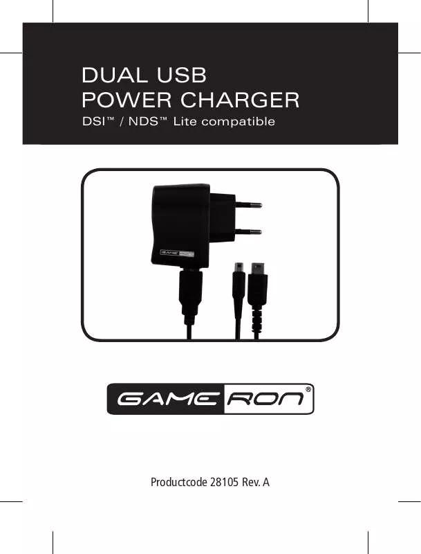 Mode d'emploi GAMERON DUAL USB POWER CHARGER NDS LITE COMPATIBLE
